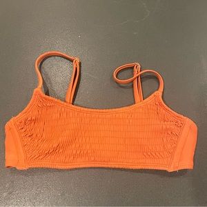 orange/brown rutched xhileration swimsuit top